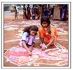 Rice Powder Decorations on Street